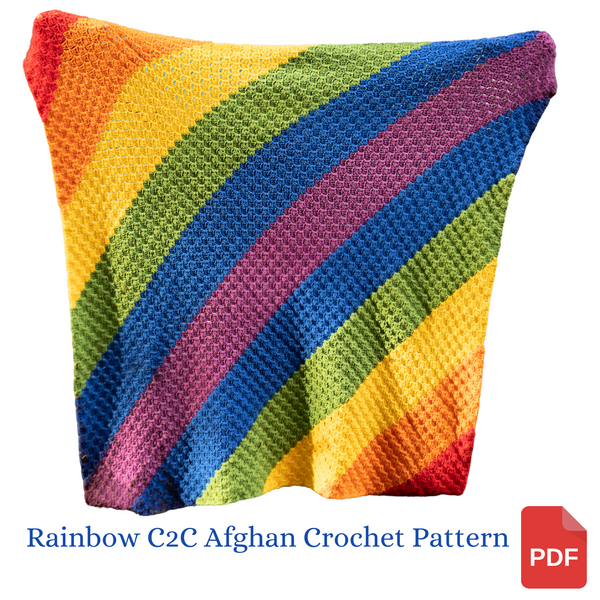 Rainbow C2C Blanket Crochet Pattern - Rainbow Baby Blanket Crochet Pattern