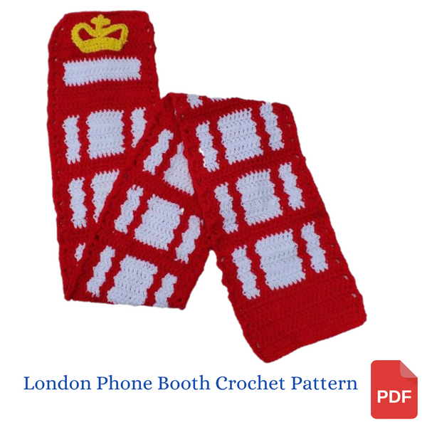 London Phone Booth Scarf Crochet Pattern