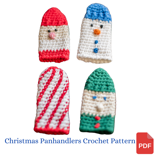 Christmas Panhandlers Crochet Patterns - Elf, Candy Cane, Santa Claus, & Snowman