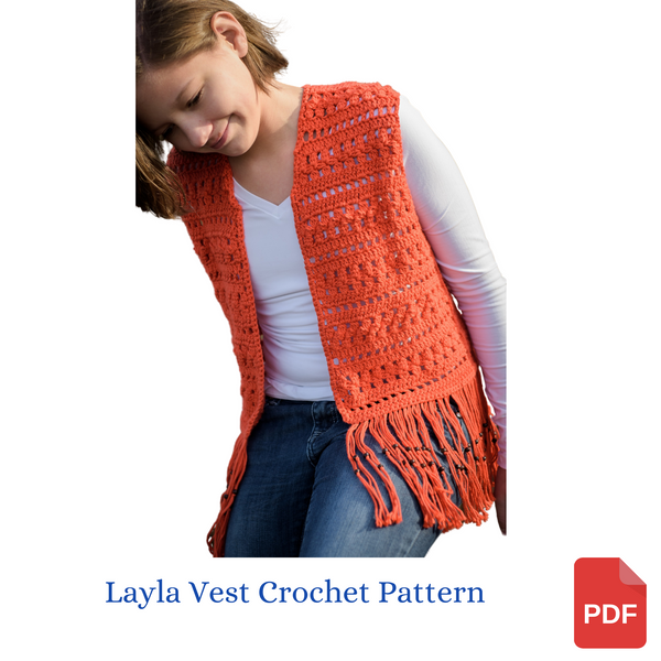 Layla Vest Crochet Pattern, Girls' Sizes 10, 12, 14