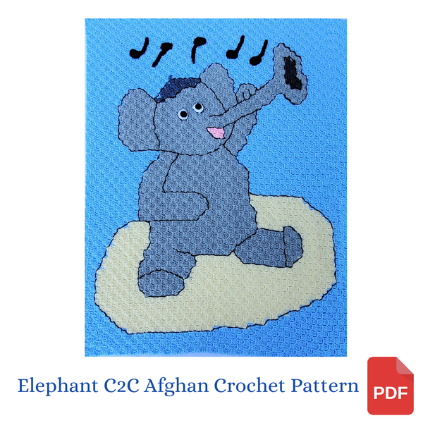 Miles the Jazzy Elephant C2C Afghan Crochet Pattern