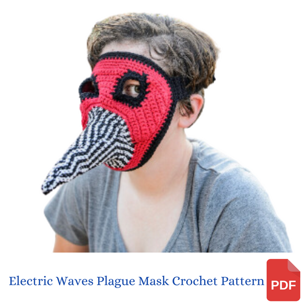 Electric Waves Plague Mask Crochet Pattern for Halloween