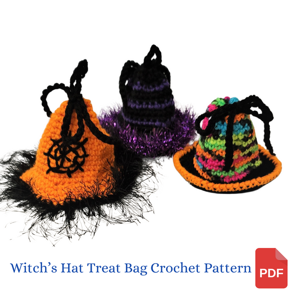 Witch's Hat Treat Bag Crochet Pattern for Halloween
