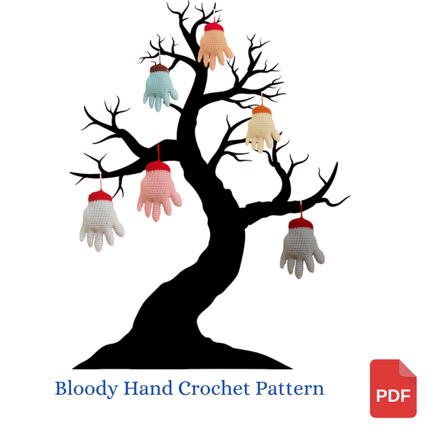 Bloody Hand Hanging Ornament Crochet Pattern