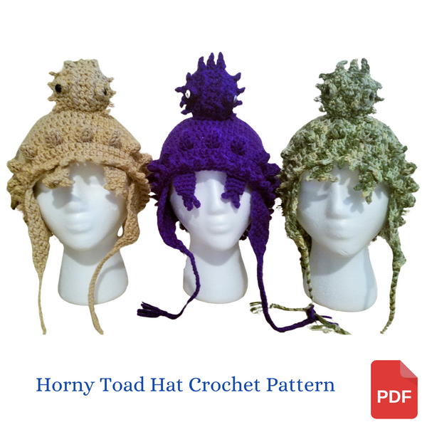 Horny Toad Hat (Texas Horned Toad) Crochet Pattern