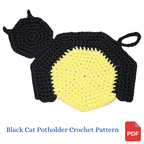 Black Cat Potholder Crochet Pattern
