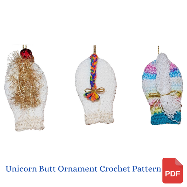 Unicorn Butt Christmas Ornament Crochet Pattern