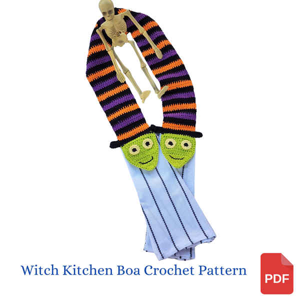 Witch Kitchen Boa Crochet Pattern, Halloween Kitchen Decor