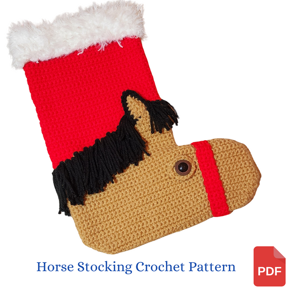 Christmas Crochet Pattern, Horse Christmas Stocking