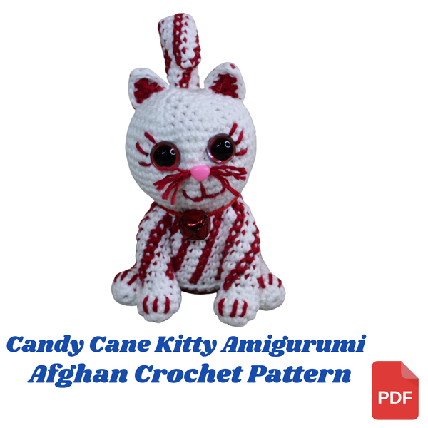 Candy Cane Kitty Amigurumi Crochet Pattern