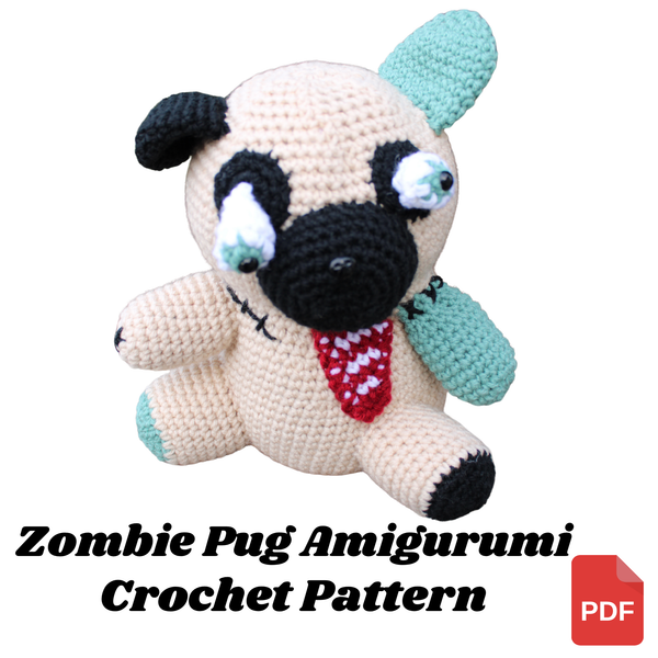 Zombie Pug Amigurumi Crochet Pattern
