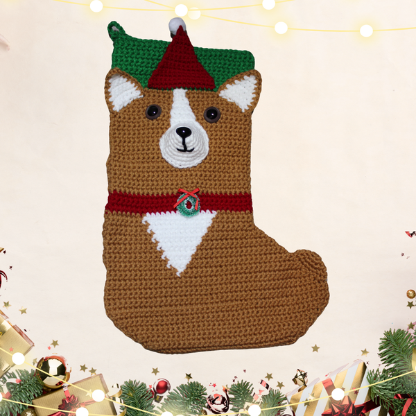 Corgi Christmas Stocking Crochet Pattern
