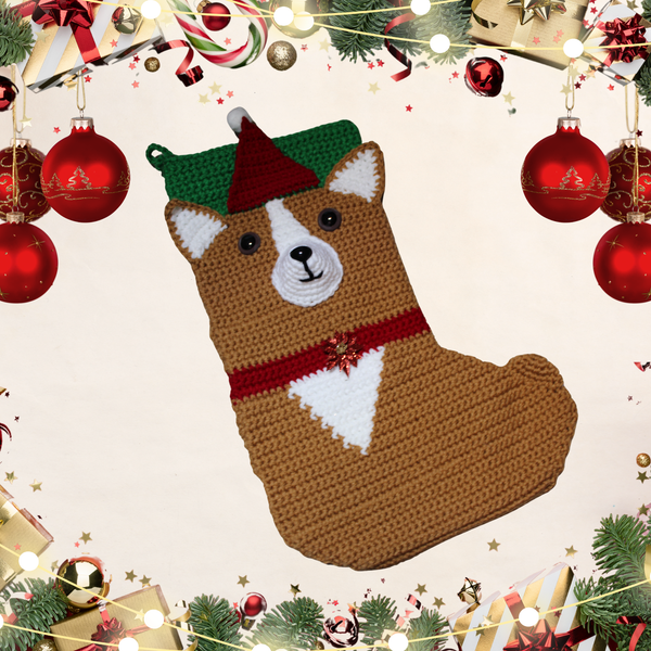 Corgi Christmas Stocking Crochet Pattern