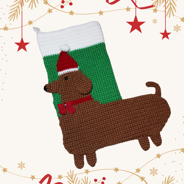 Dachshund Christmas Stocking Crochet Pattern