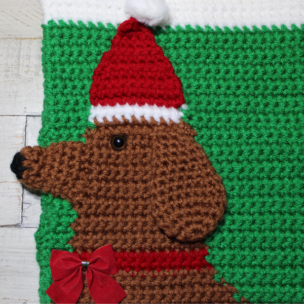Dachshund Christmas Stocking, Handmade Crochet