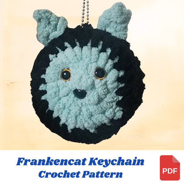 Frankencat Keychain Crochet Pattern PDF