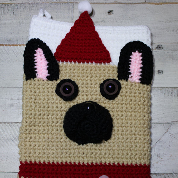 Crochet French Bulldog Holiday Stocking Pattern
