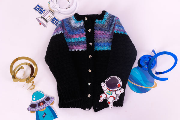 Galaxy Cardigan Crochet Pattern, Children's Sweater Digital Download
