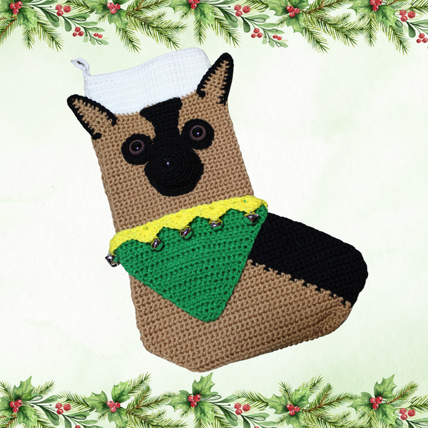 German Shepherd Christmas Stocking Crochet Pattern