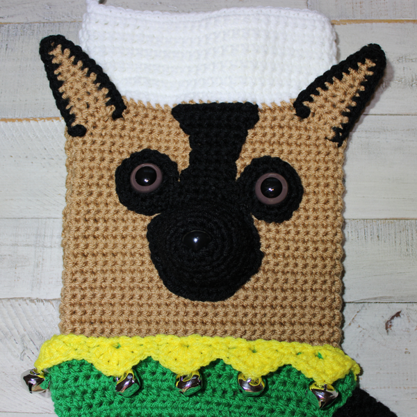 German Shepherd Christmas Stocking Crochet Pattern