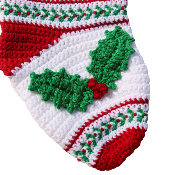 Holly Christmas Stocking Crochet Pattern PDF