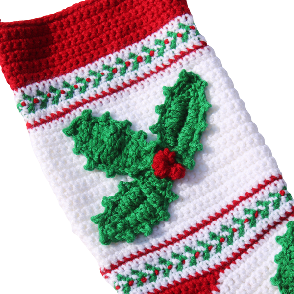 Holly Christmas Stocking Crochet Pattern PDF