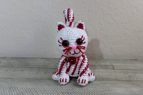 Candy Cane Kitty Amigurumi Crochet Pattern