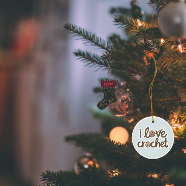 I Love Crochet Ceramic Ornament – Gift for Crocheters, Yarn Lovers & Makers