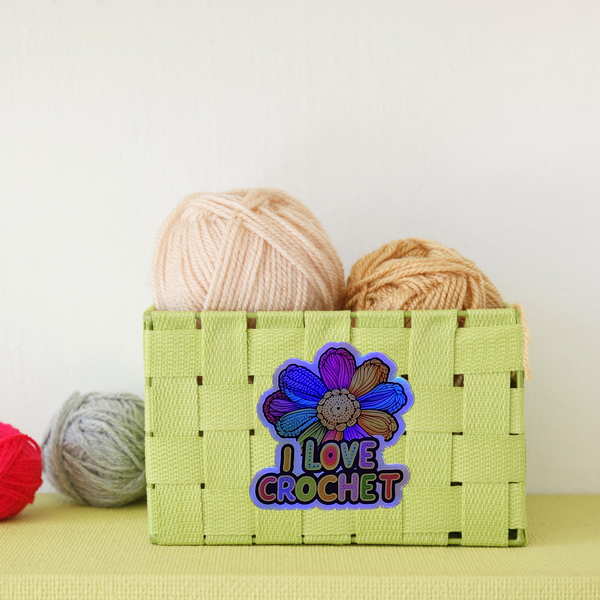 Holographic I Love Crochet Sticker