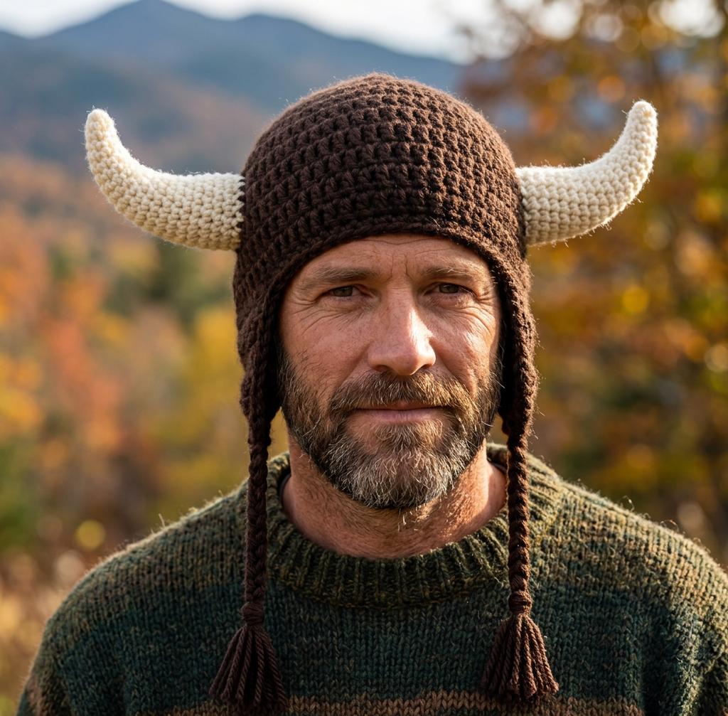 Buffalo Horned Earflap Hat Crochet Pattern (adult size)
