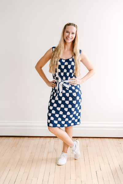Women's Bowtie Granny Square Dress Crochet Pattern