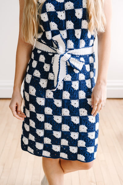 Women's Bowtie Granny Square Dress Crochet Pattern