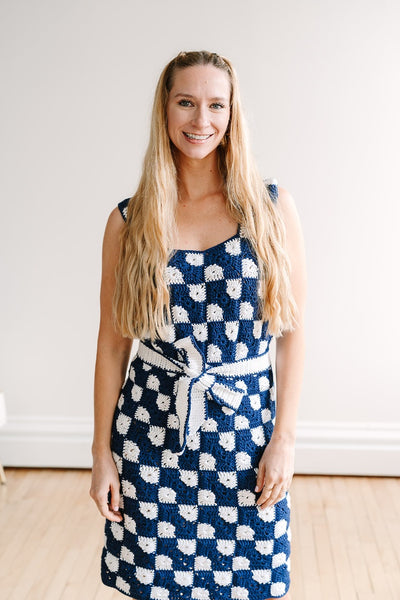 Women's Bowtie Granny Square Dress Crochet Pattern