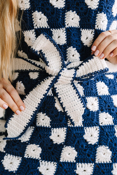 Women's Bowtie Granny Square Dress Crochet Pattern