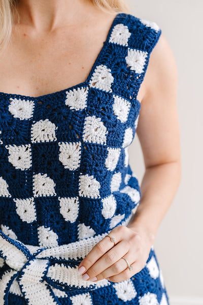 Women's Bowtie Granny Square Dress Crochet Pattern