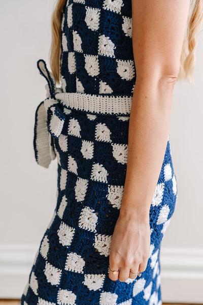 Women's Bowtie Granny Square Dress Crochet Pattern