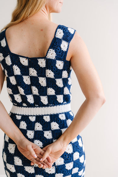 Women's Bowtie Granny Square Dress Crochet Pattern