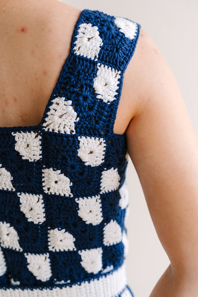 Women's Bowtie Granny Square Dress Crochet Pattern