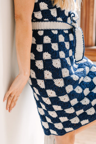 Women's Bowtie Granny Square Dress Crochet Pattern