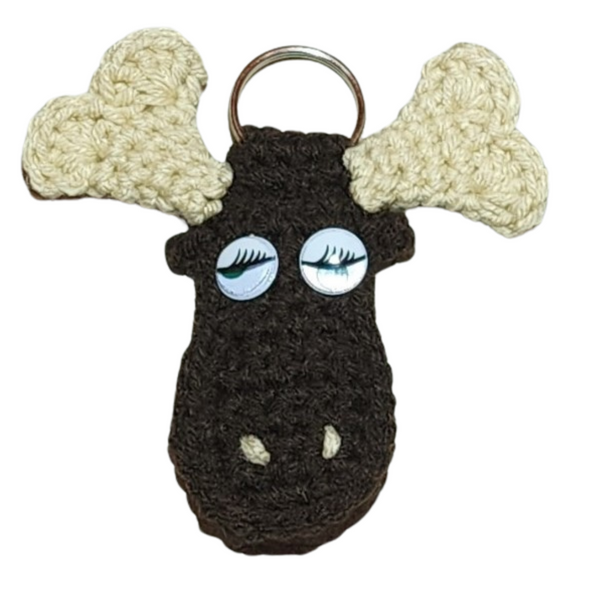 Crochet Moose Keychain: Handmade Acrylic Yarn Gift