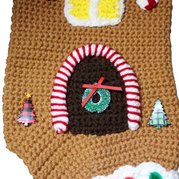 Gingerbread House Christmas Stocking Crochet Pattern PDF