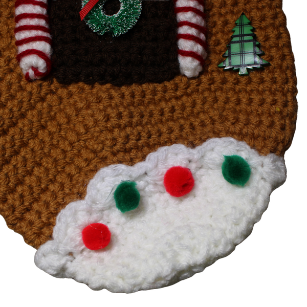 Gingerbread House Christmas Stocking Crochet Pattern PDF