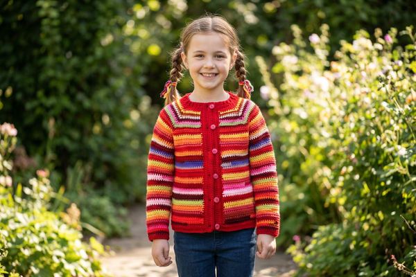 Yarn Bomb Cardigan Crochet Pattern for Children