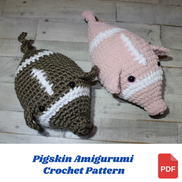 Pigskin Amigurumi Crochet Pattern: Football Shaped Pig Plushie