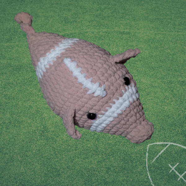 Pigskin Amigurumi Crochet Pattern: Football Shaped Pig Plushie