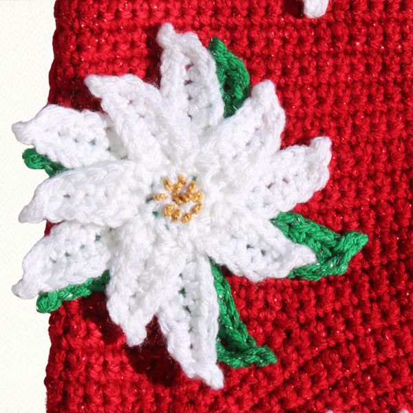 Poinsettia Christmas Stocking Crochet Pattern PDF