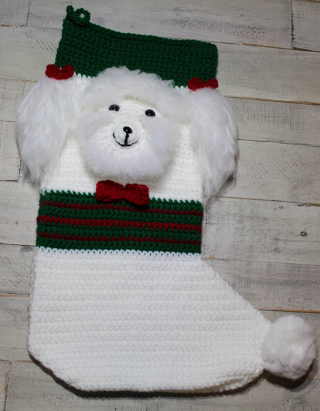 Poodle Christmas Stocking Crochet Pattern – PDF Instant Download