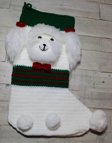 Poodle Christmas Stocking Crochet Pattern – PDF Instant Download