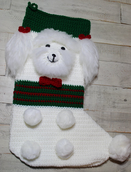 Poodle Christmas Stocking Crochet Pattern – PDF Instant Download
