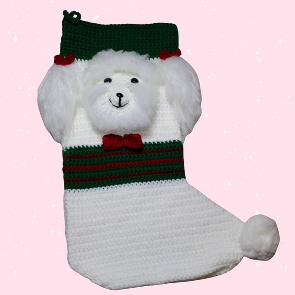 Poodle Christmas Stocking Crochet Pattern – PDF Instant Download